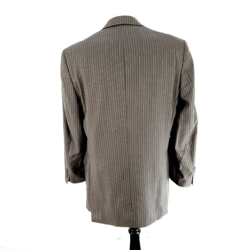 Hart‎ Schaffner Marx Gold Trumpeter Wool 2 Button Suit Jacket 42L Brown Striped
